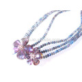 Collier multicouche en cristal de fleur en forme de collier de perles en verre